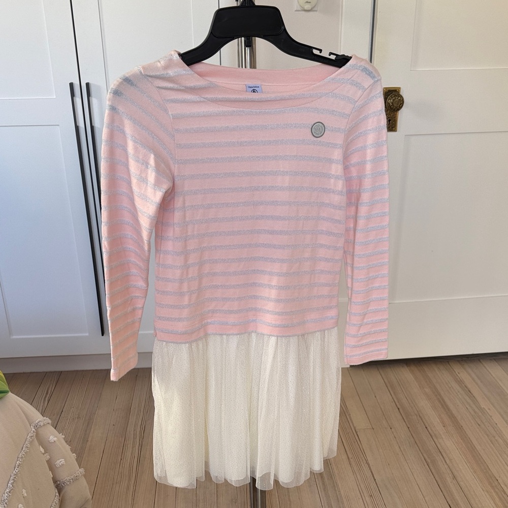 Petit Bateau Pink and White Striped Dress